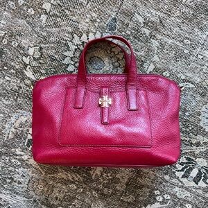 Red Tory Burch convertible tote bag